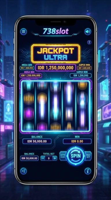 Tampilan aplikasi 738slot yang modern dan menarik.